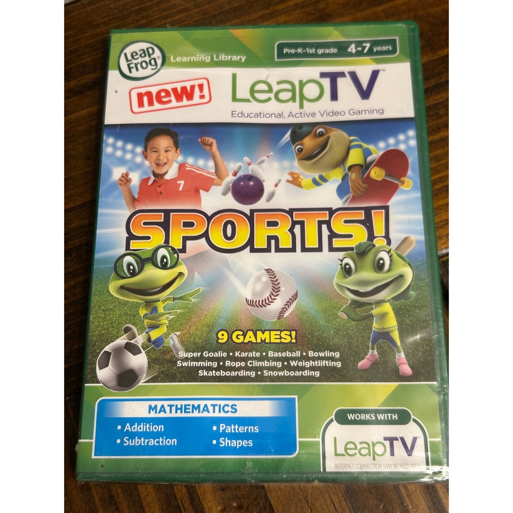 LeapFrog LeapTV‎ Sports Educational Active Video Game 9 Games Math Ages 4-7 NEW